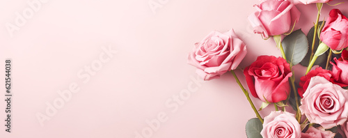 beautiful spring flowers on paper background. Generative AI