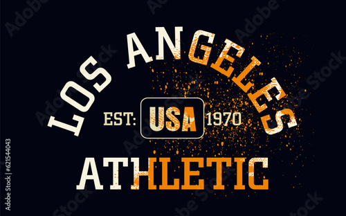 vintage college varsity los angeles slogan grunge, spirit championsip typography, los angeles typography slogan print, athletic slogan print with grunge effect for t shirt