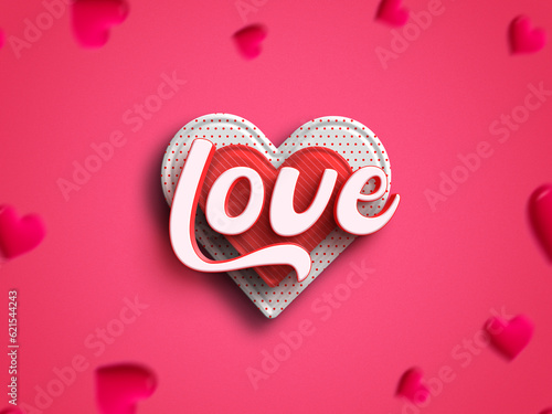 Valentine's day love text effect, Love Celebration with Heart-shaped Display for Valentine's Day concept