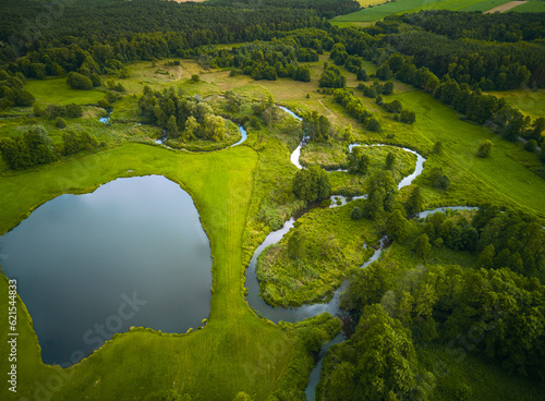 The small winding river Grabia in central Poland.