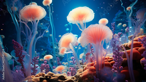 Underwater landscape with corals. 