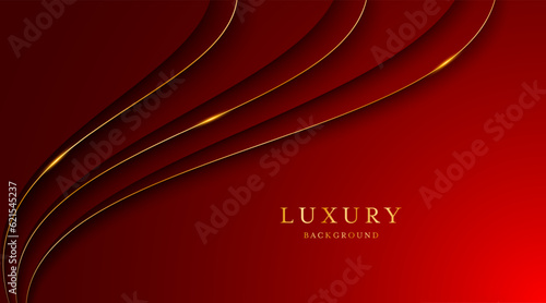 Red background with elegant golden lines, use for template or cover. Elegant premium red background. vector illustration
