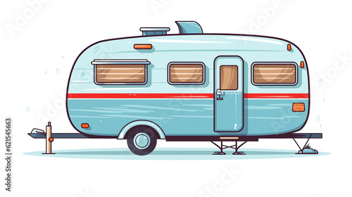 Vintage classic caravan camper vector illustration white background