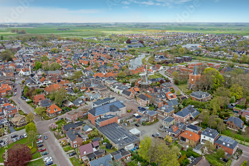 Fototapeta Naklejka Na Ścianę i Meble -  Aerial from the traditional city Winsum in Groningen the Netherlands