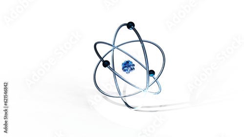 Quadro su tela atom model berry like nucleus with electrons in blue with nice translucent floor