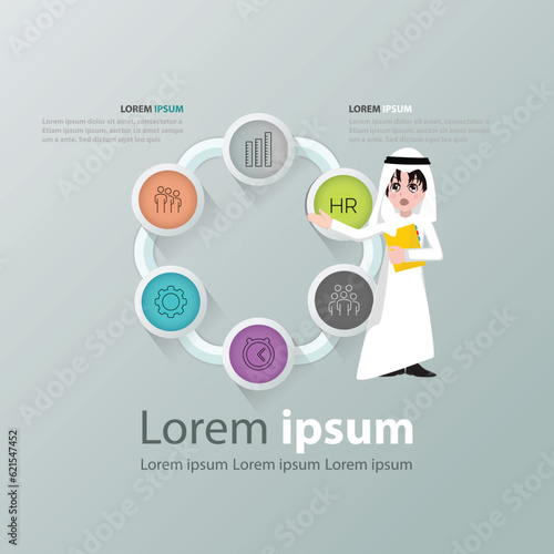 Arab man info graphic Education man training design