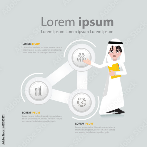 Arab man info graphic Education man training design