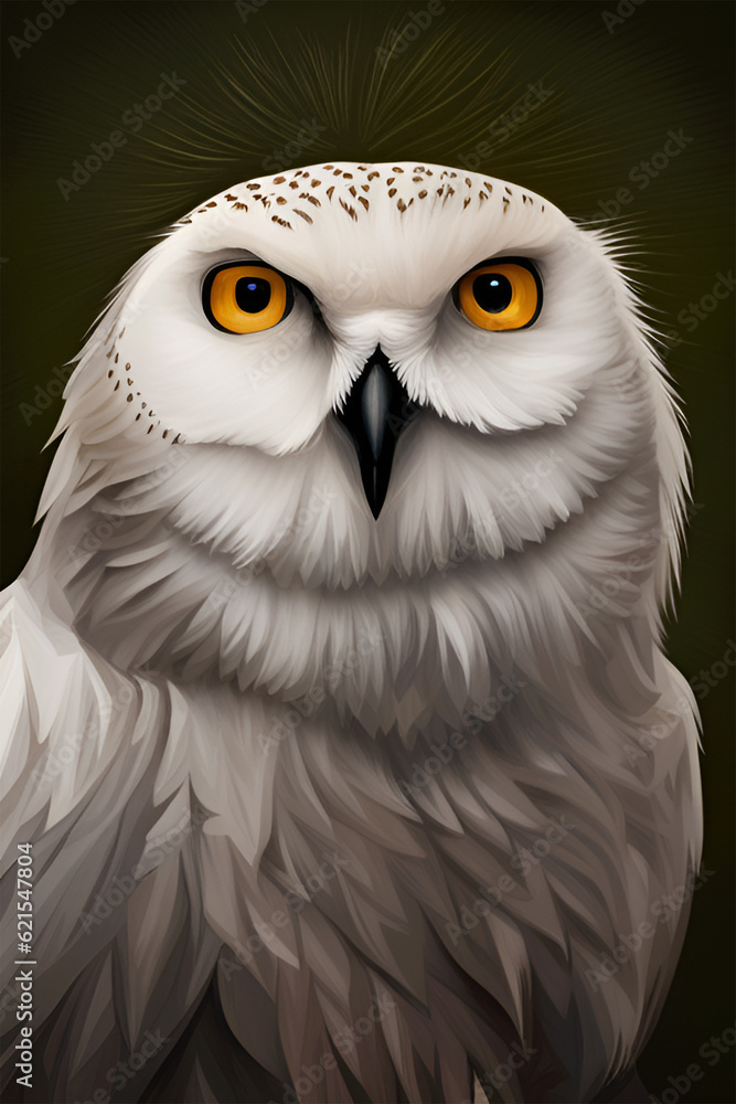 Fototapeta premium Snowy owl portrait - Generative AI