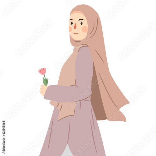 muslim woman holding a flower