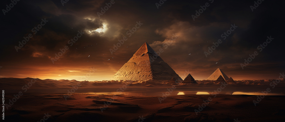 Photo landscape of Pyramid at sunset