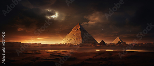 Photo landscape of Pyramid at sunset