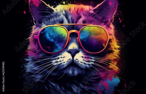 Vibrant Feline A Colorful Portrait of a Cat © humberto
