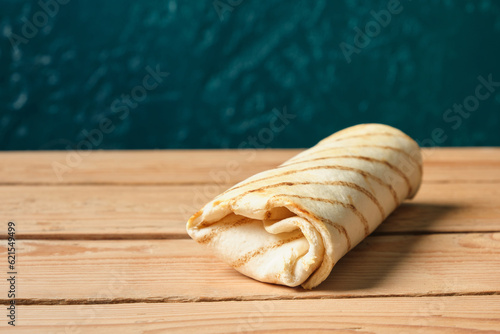 stuffed lavash, chicken roll with vegetables, pita with sauces and meat