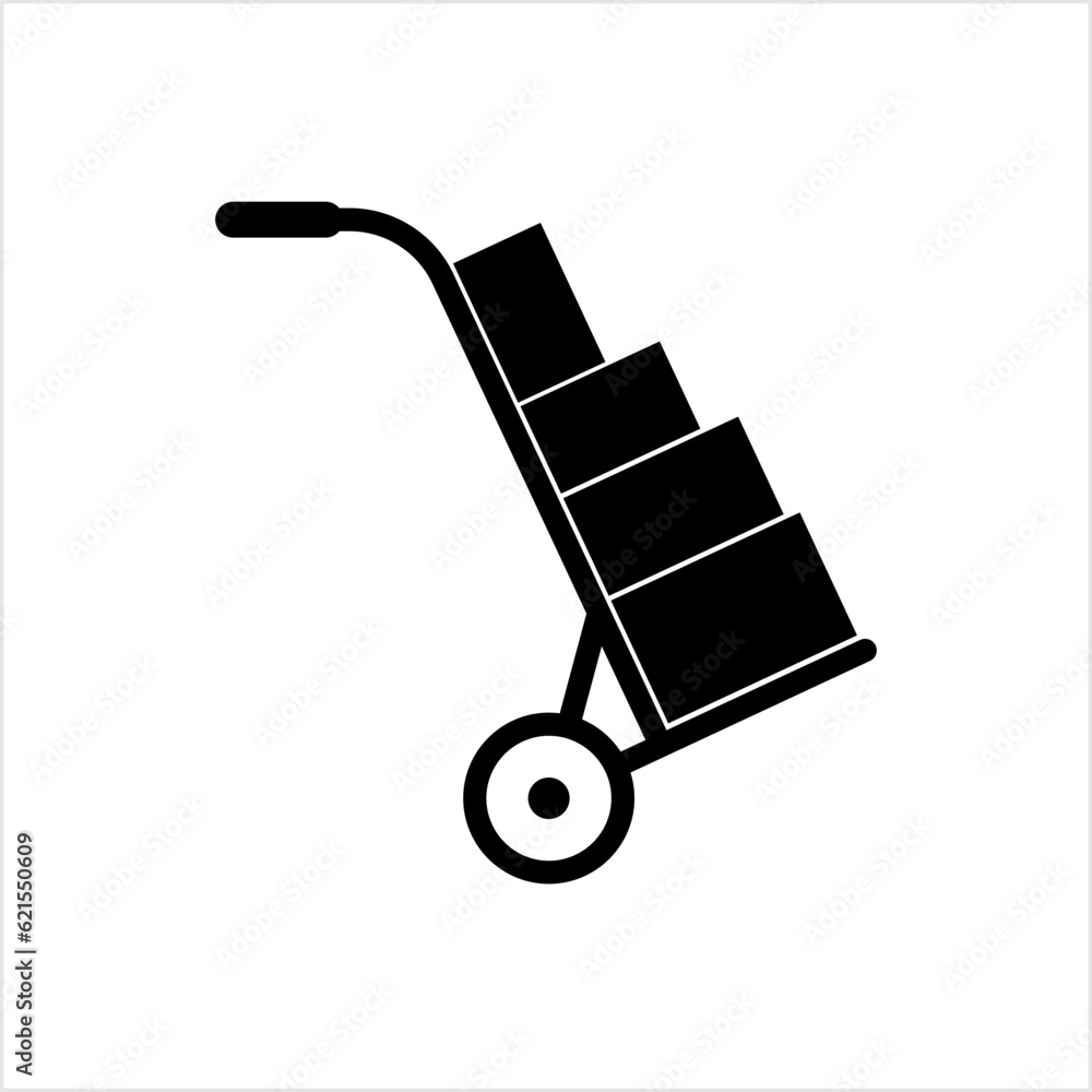 Hand Truck Icon, Hand Trolley Icon, Platform Trolley Stock Vector