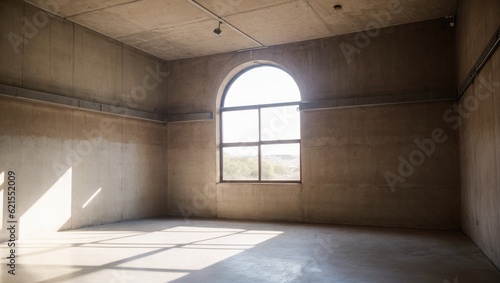 empty room with windows and city view