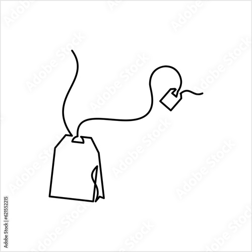 Tea Bag Icon Linear Style, Continuous Line Drawing, Single Line