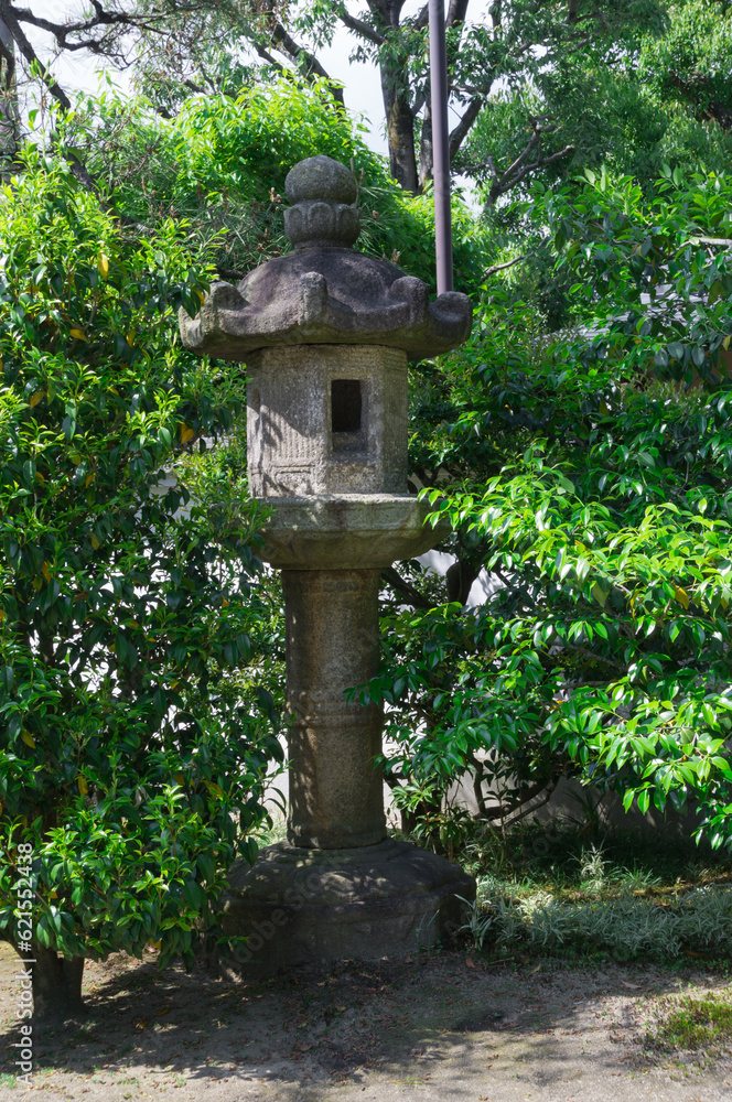 Lanterns in a temple in Kyoto, Uji City, Kyoto Prefecture.