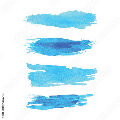 Vector blue ink watercolor brush texture set, Blue vector ink brush stroke collection, Abstract brush elements design 