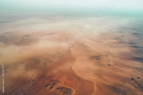 Aerial view of a windy desert