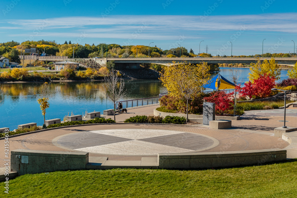 Obraz premium River Landing in Saskatoon, Saskatchewan, Canada