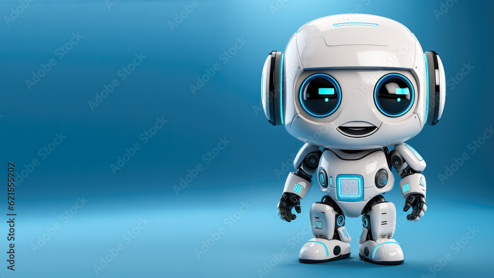 Artificial intelligence isolated on blue background, copy space, isolated