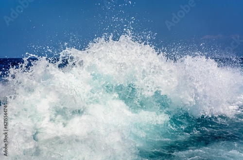 splashing waves in sea