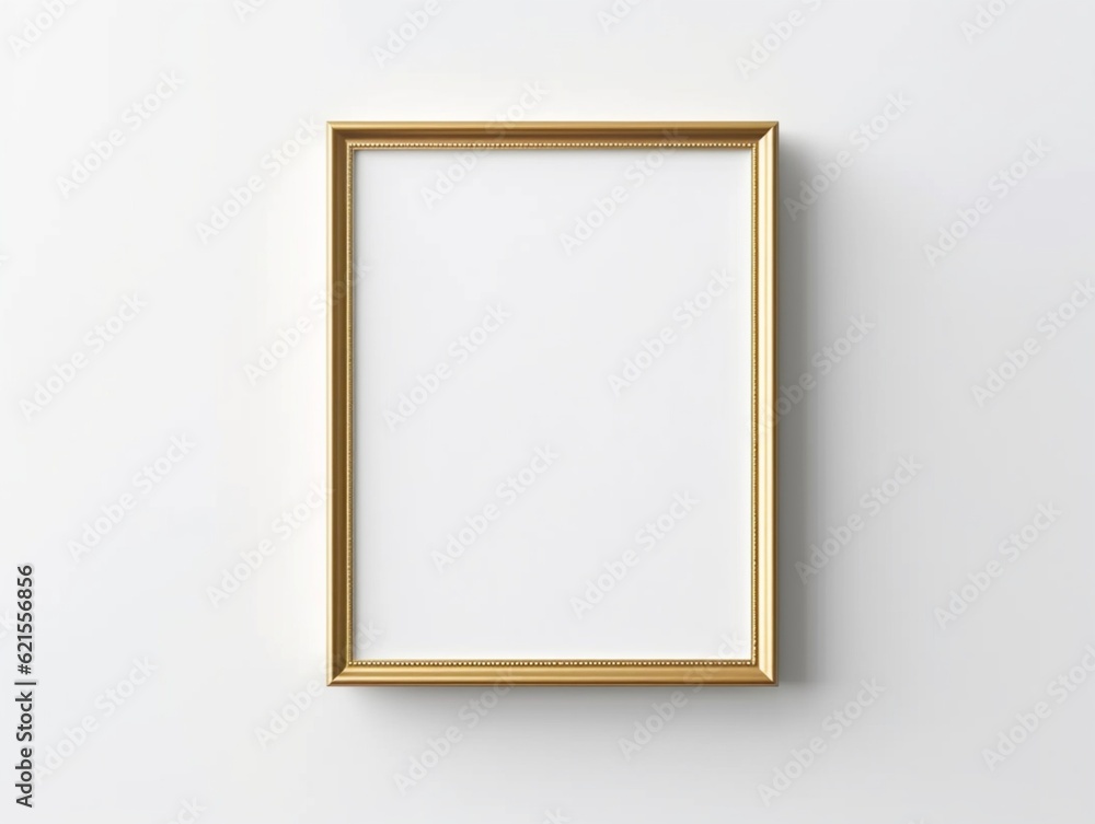 Vertical gold picture frame on Wall, frame mockup Vertical gold picture frame on Wall, frame mockup