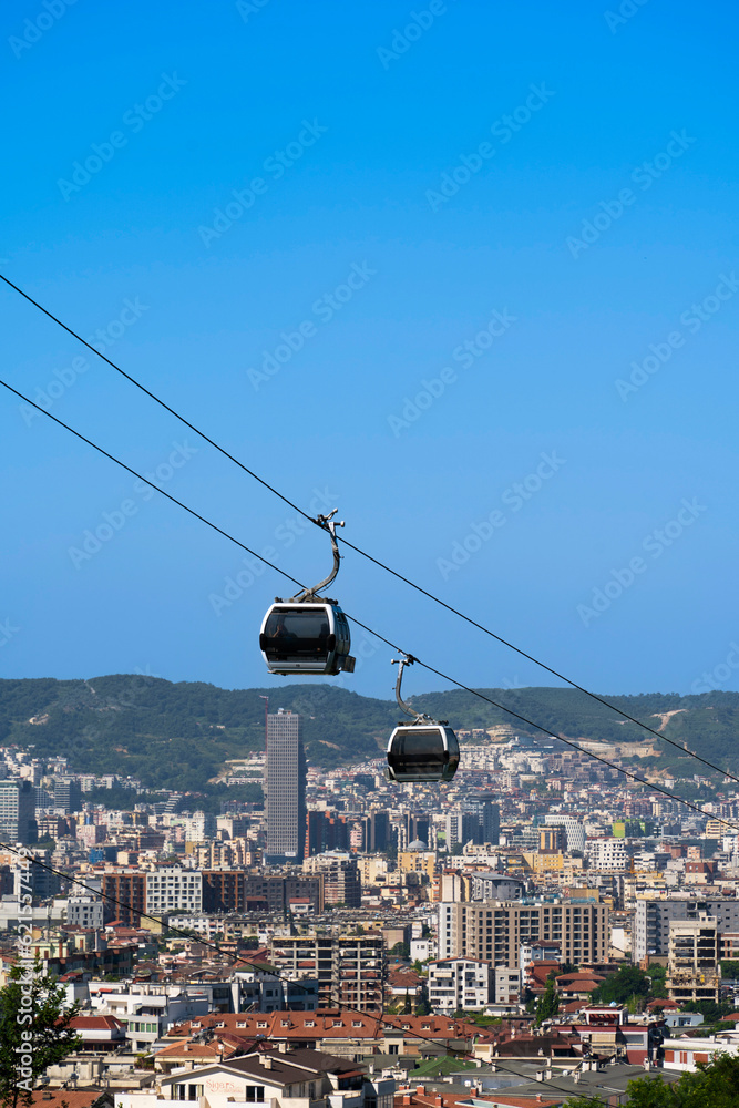 Obraz na płótnie Albania, Tirana capital city, view from east hills, Cable Car. w salonie