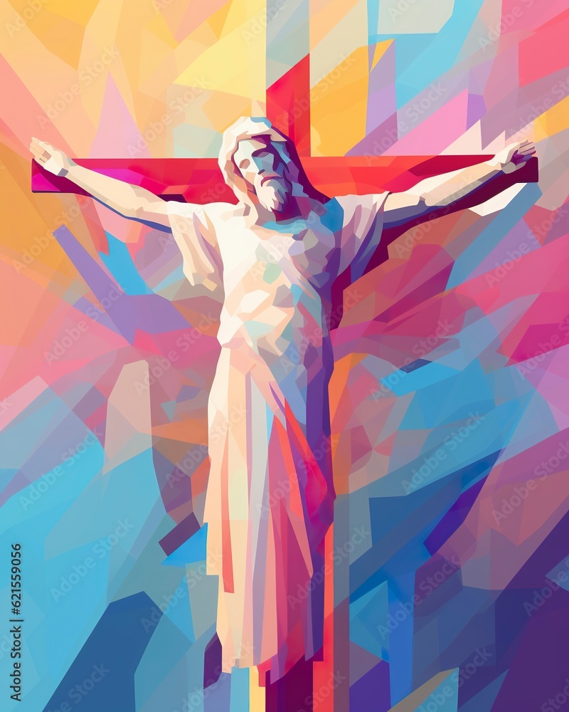 jesus christ on cross illustration. ai generative