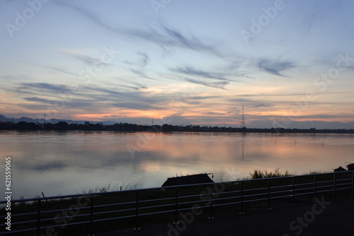 sunset over the river