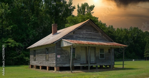Old southern sharecroppers house for working tobacco fields photo
