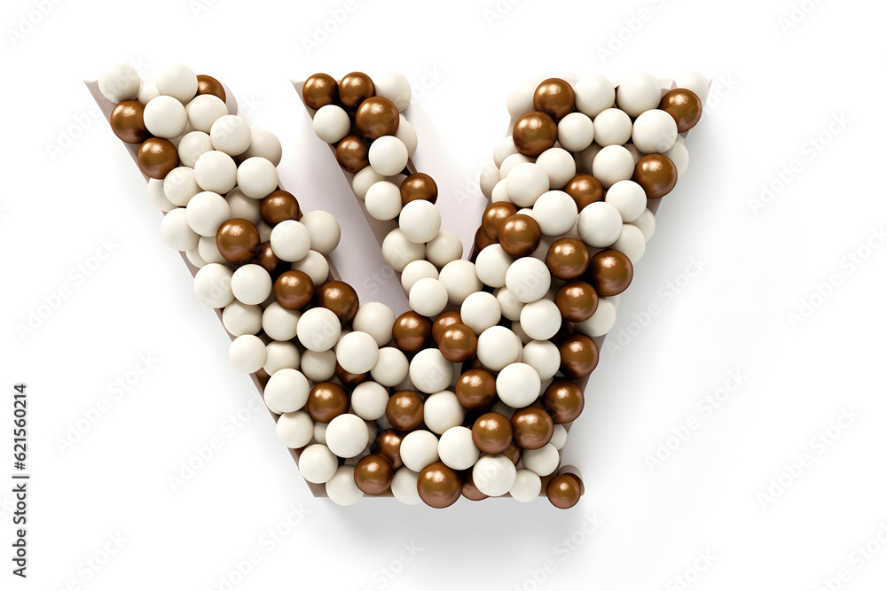 illustration of letter W made from white and bronze rubber balls on white background illustration of letter W made from white and bronze rubber balls on white background