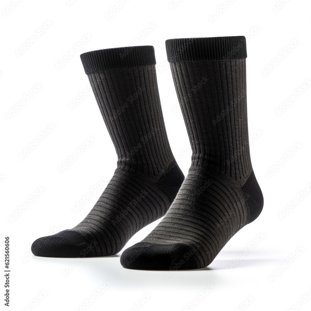 Male socks isolated on white background. Made from stretchable fabric to provide a snug fit on the leg.
Male socks isolated on white background. Made from stretchable fabric to provide a snug fit on the leg.