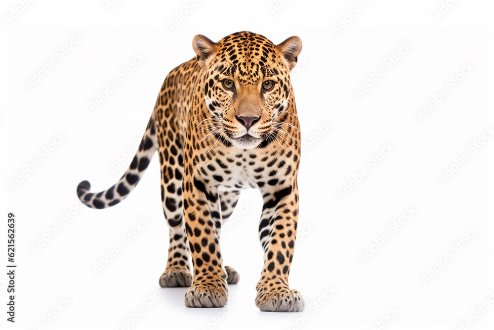 Fototapeta premium leopard in front of white background generative ai
