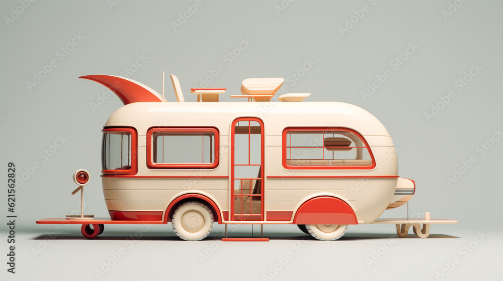 Vintage classic caravan camper vector illustration white background ...