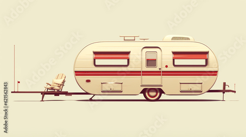 Vintage classic caravan camper vector illustration white background