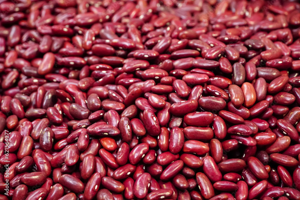 Seeds of red kidney beans.Protein plant food. A healthy diet, cereal healthy fresh organic in salad dish with high fiber,healthy whole grains, high calcium, nourish bones and teeth,close-up Seeds of red kidney beans.Protein plant food. A healthy diet, cereal healthy fresh organic in salad dish with high fiber,healthy whole grains, high calcium, nourish bones and teeth,close-up