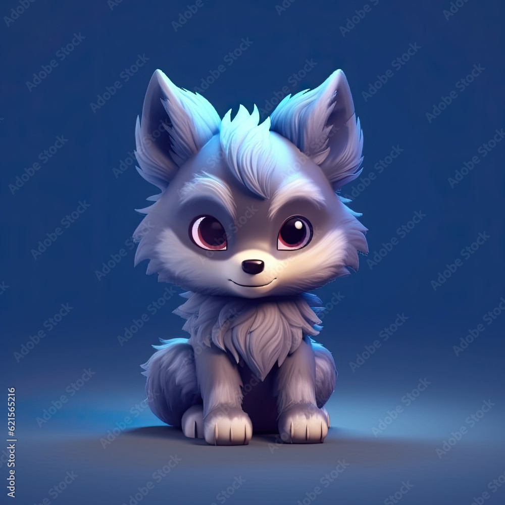 cute tiny hyperrealistic Anime wolf from pokemon