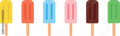 Collection of various multicolored ice cream icons ilustration.