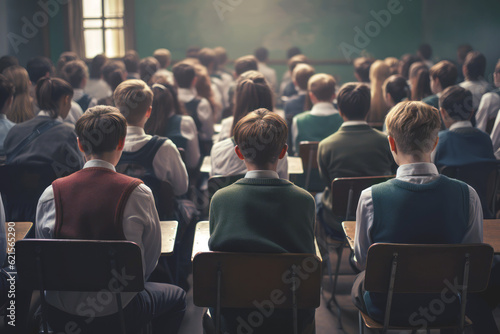 Wallpaper Mural Back to school, students in classroom rear view Torontodigital.ca