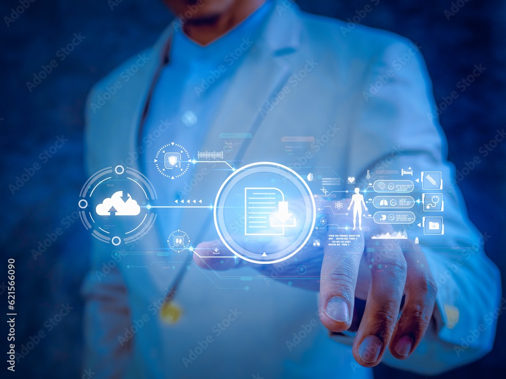 Digital Health Dashboard Monitoring Vital Signs.IoT Medical Devices