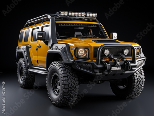 4 x 4 vehicle isolated on plain background. Designed to be used for tough and challenging activities.
