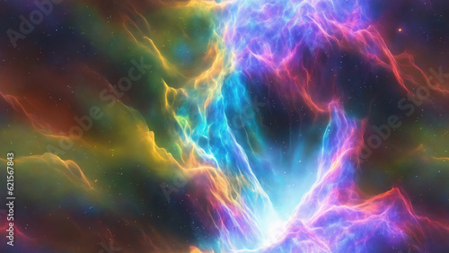 rainbow coloured nebula , Generative AI