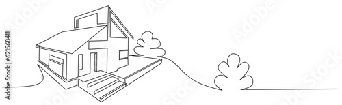 Line art vector illustration of a house