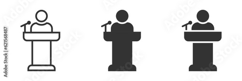 Speaker Icon. Person at the podium. Vector illustration.