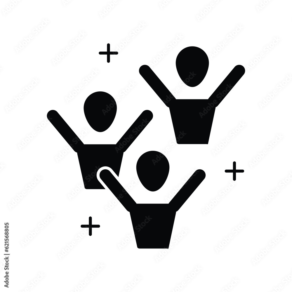 Joyful people group glyph icon vector. Fun, enjoy, good mood, celebrate, happy, success symbol. Youth and sport day vector illustration for game interface, web, graphic design, UI, and app. Joyful people group glyph icon vector. Fun, enjoy, good mood, celebrate, happy, success symbol. Youth and sport day vector illustration for game interface, web, graphic design, UI, and app.