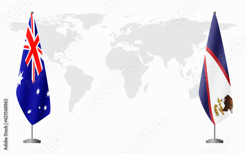 Australia and American Samoa flags for official meeting
