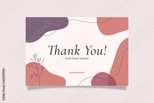 Printable Thank You Card Purple Vivid Aesthetic Design Template. Suitable For Small Online Business Purchase Fashion, Beauty, Cosmetic, Food Cake, Etc