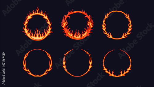 Circle fire frame cartoon vector illustration collection