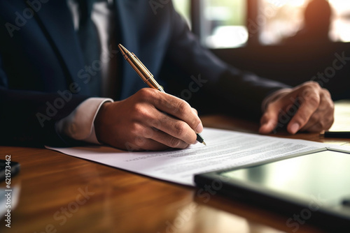businessman signing document with Generative AI